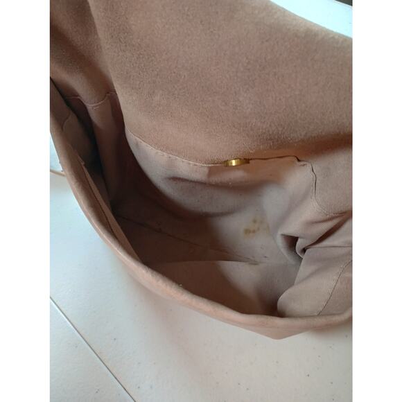 Antik Kraft Suede Beige Gray Tassel Fold-over Crossbody Purse Shoulder Bag - Picture 13 of 14